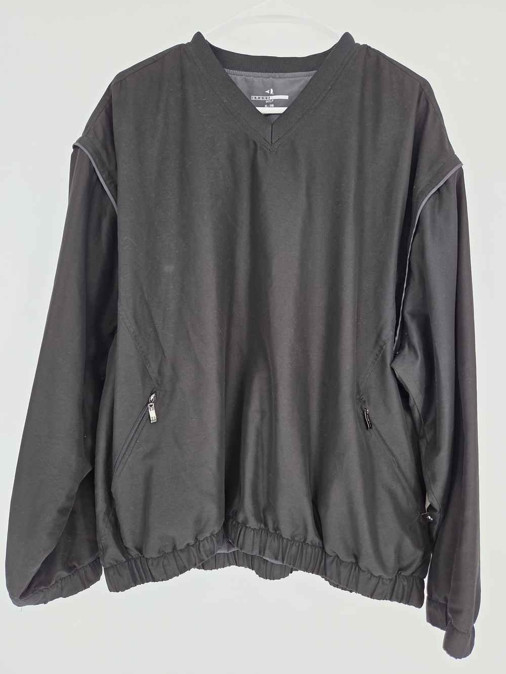 Grand Slam Golf Men's V-Neck Pullover Windbreaker Jacket Black Size XL